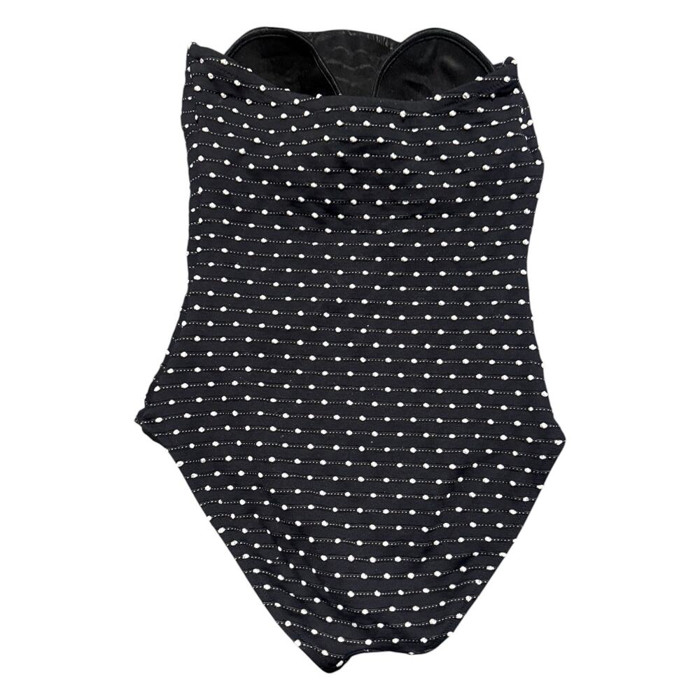 Gottex Vintage Black Pearl Dot Strapless One Piece Swimsuit Sz 12 - Picture 3 of 7